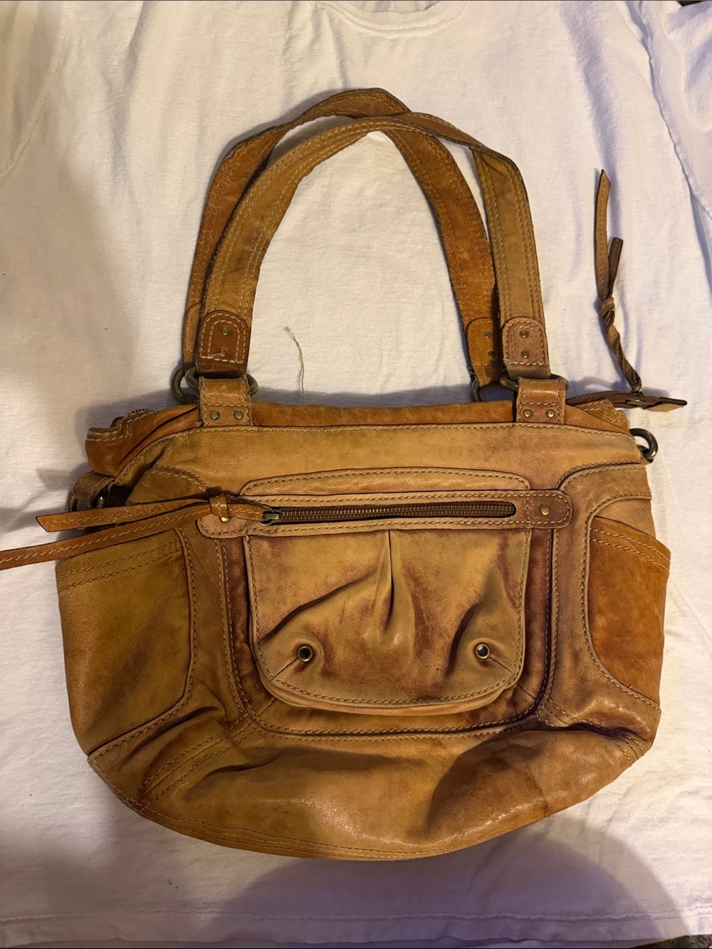 Vintage Fossil Leather Tote Bag in Warm Tan - Women's Handbag